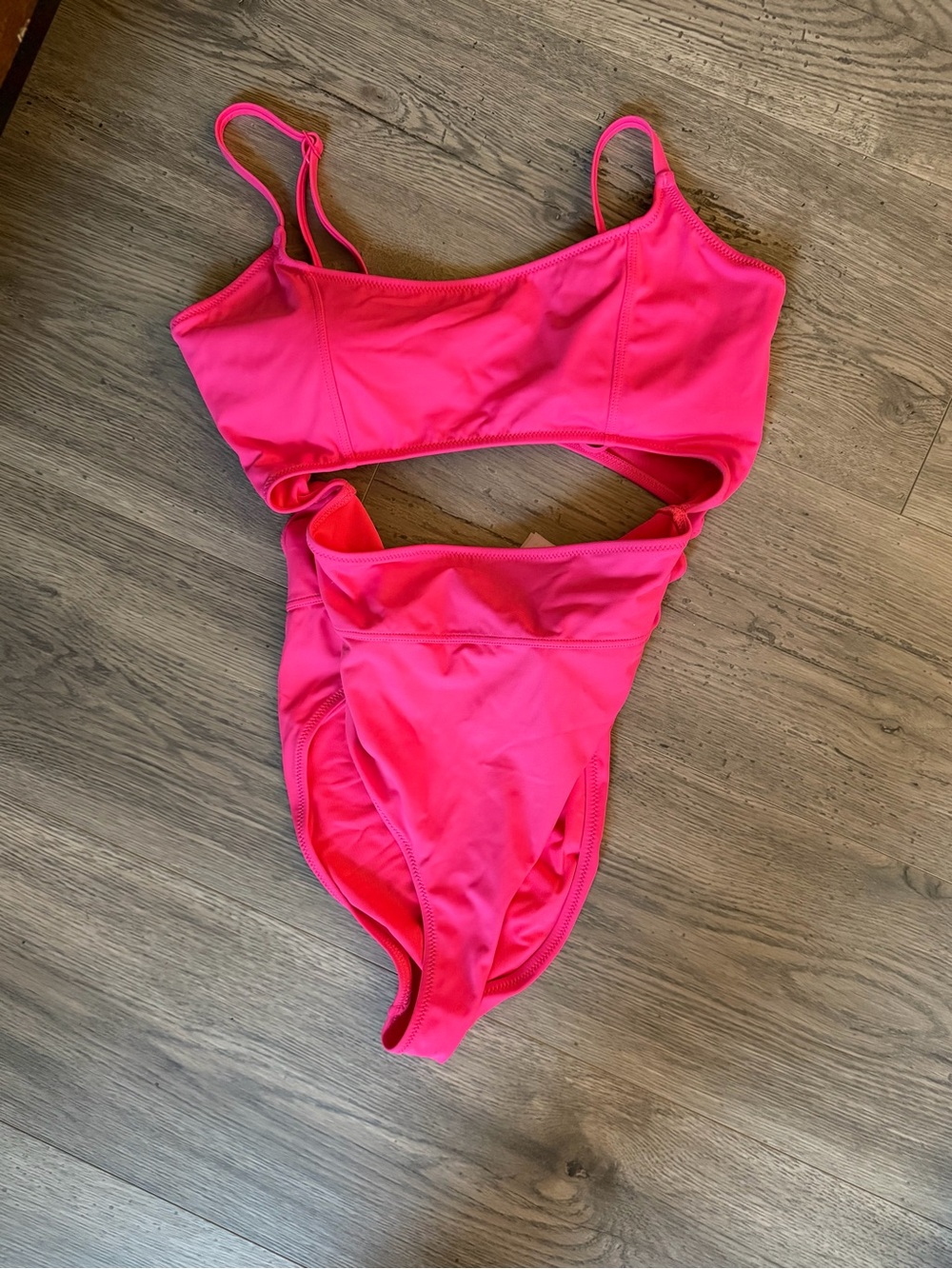 aerie Hot Pink One-Piece Cutout Swimsuit